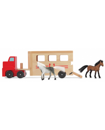 Детска играчка Melissa & Doug - Дървено вагонче за коне - 3