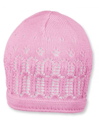 Детска плетена памучна шапка Sterntaler - 45 cm, 6-9 месеца, розова - 1