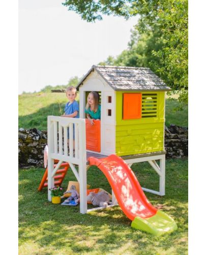 Детска къща за градината Smoby - С веранда и пързалка - 3