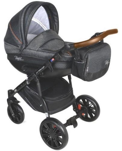 Детска количка Dorjan Basic Comfort Vip 2 в 1, тъмно сива - 1