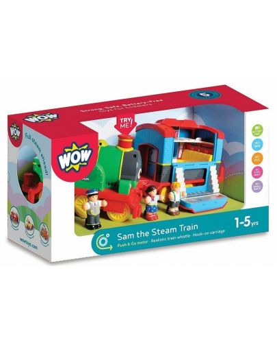 Детска играчка WOW Toys - Влакчето на Сам с парен локомотив - 2