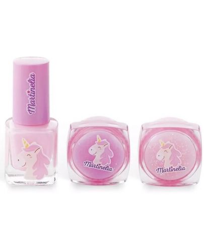 Детски козметичен комплект Martinelia - Little Unicorn, лак за нокти и гланц - 2