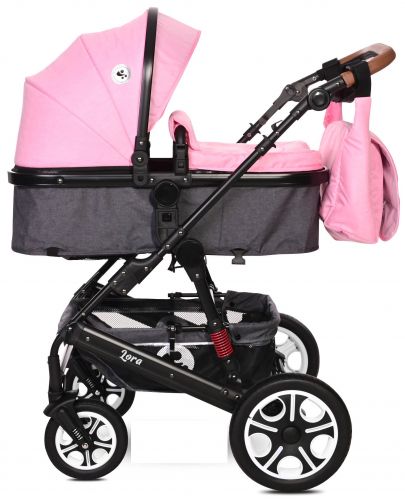 Детска комбинирана количка Lorelli - Lora Set, Candy Pink - 3