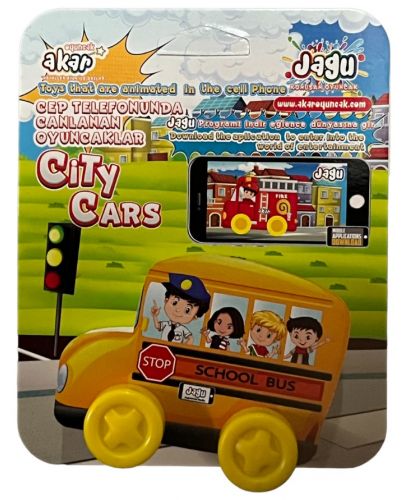Детска играчка Jagu - Говорещи автомобили, Училищен автобус - 1