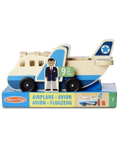Детска дървена играчка Melissa & Doug - Самолетче с пътници - 1