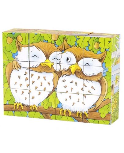 Детски дървени кубчета Goki - Горски животни - 4