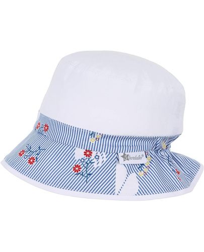 Детска лятна шапка с UV 50+ защита Sterntaler - С цветя, 53 cm, 2-4 години, бяла - 1