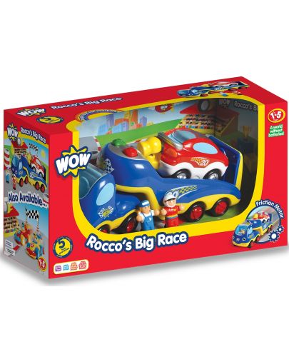 Детска играчка WOW Toys - Камионче с кола, състезателят Роко - 1