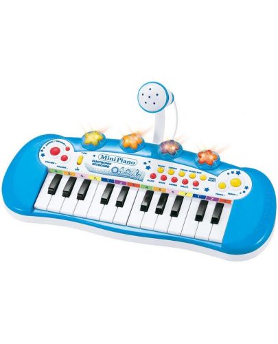 Детска йоника с микрофон My Piano, 24 клавиша, синя - 1