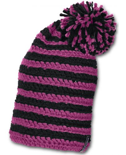 Детска плетена шапка с помпон Sterntaler, 53 cm, 2-4 години, черно-лилава - 1