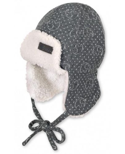 Детска зимна шапка-ушанка Sterntaler 43 cm, 5-6 месеца, сива - 1