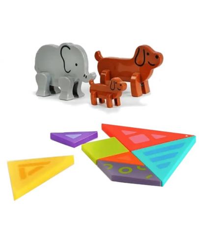 Детска смарт игра Hola toys Educational - Магнитен танграм, Животни - 4