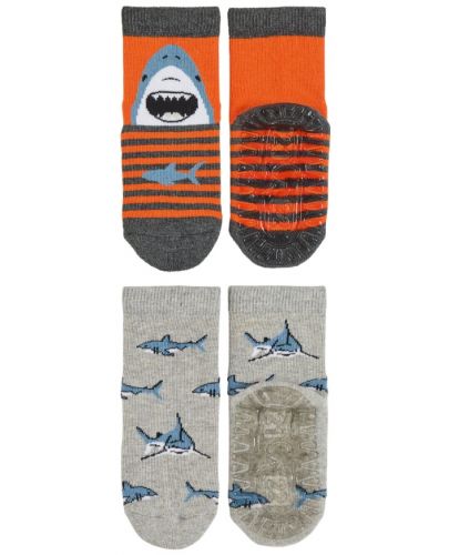 Детски чорапи със силиконова подметка Sterntaler - С акули, 27/28 размер, 4-5 години, 2 чифта - 2