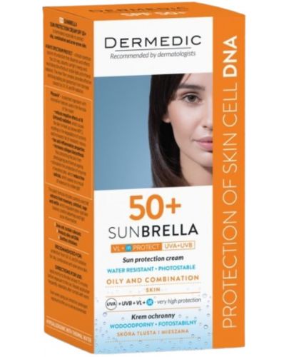 Dermedic Sunbrella Слънцезащитен крем, за мазна и комбинирана кожа, SPF 50+, 50 ml - 2