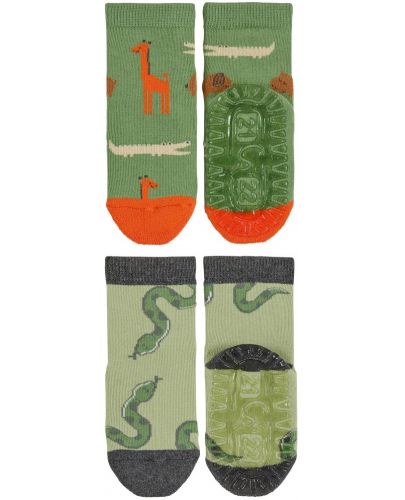 Чорапи със силиконова подметка Sterntaler - С животни, 19/20 размер, 12-18 месеца, 2 чифта - 2