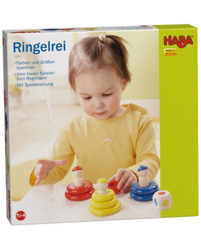 Детска дървена игра за нанизване Нabа - Цветни рингове - 1