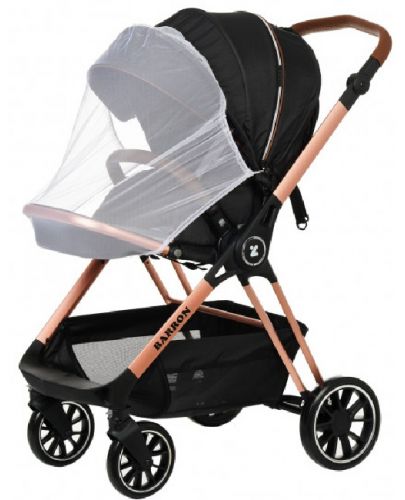 Детска количка Zizito - Barron 3 в 1, черна със златисто-розова рамка - 7