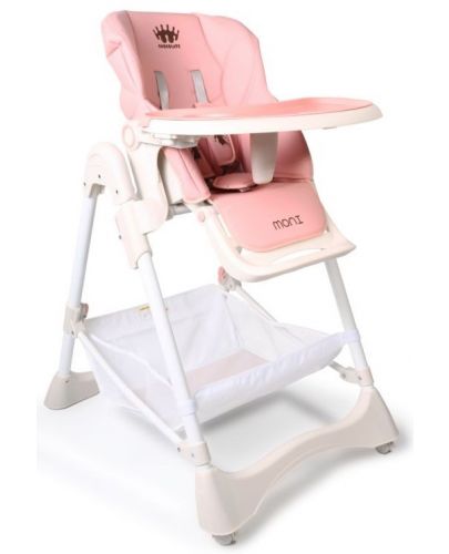 Детски стол за хранене Moni - Chocolate, розов - 1