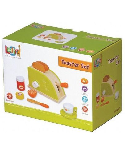 Игрален комплект Lelin - Детски тостер, с продукти за закуска, зелен - 2