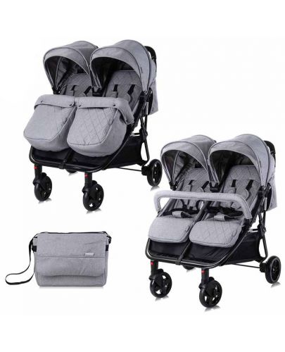 Детска количка за близнаци Lorelli - Duo, Cool grey - 1