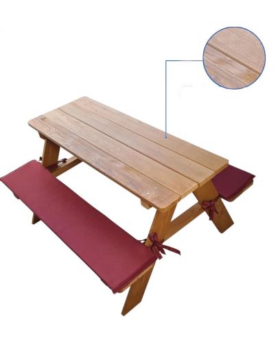 Детска дървена маса за пикник Ginger Home - С пейка и меки възглавници - 5