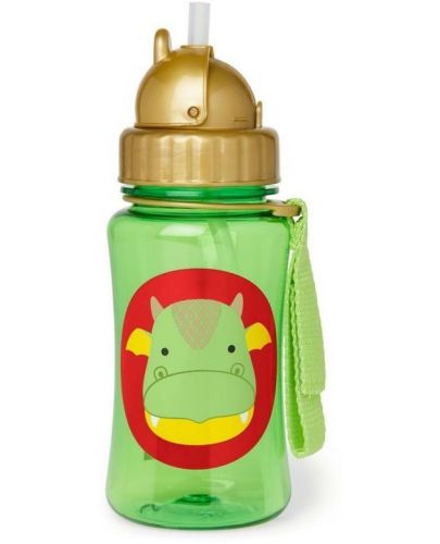 Детска бутилка със сламка Skip Hop Zoo - Драконче, 350 ml - 1