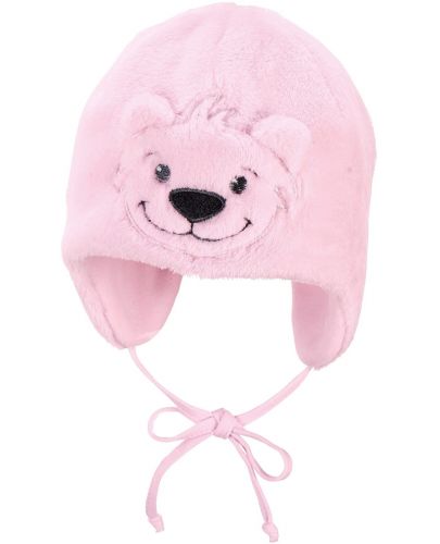 Детска зимна шапка ушанка Sterntaler - Мече, 47 cm, 9-12 месеца, розова - 2