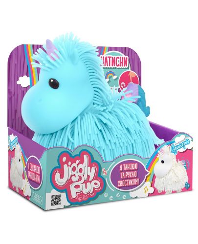 Детска играчка Eolo Toys Jiggly Pets - Рошльо еднорог със звуци, син - 1