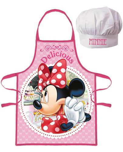 Детски комплект за готвене Kids Licensing - Престилка и шапка, Minnie - 1