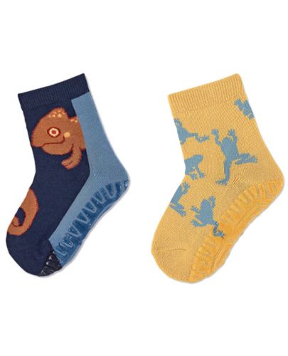 Детски чорапи със силиконова подметка Sterntaler - С хамелеон, 25/26 размер, 3-4 години, 2 чифта - 1