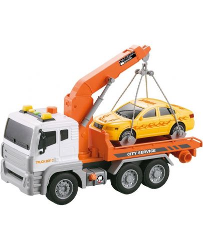 Детска играчка City Service - Камион с кран и кола - 1