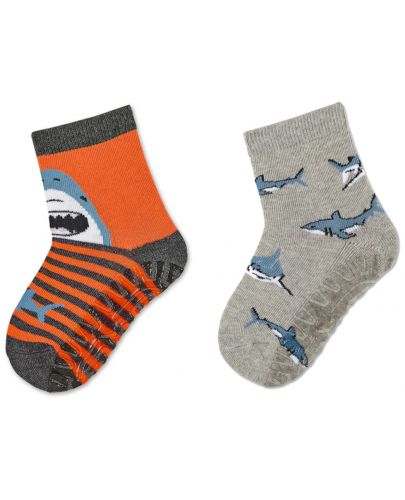 Детски чорапи със силиконова подметка Sterntaler - С акули, 27/28 размер, 4-5 години, 2 чифта - 1