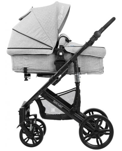Детска количка 3 в 1 Kikka Boo Beloved - Светлосива, с кош за количка и столче за кола - 7