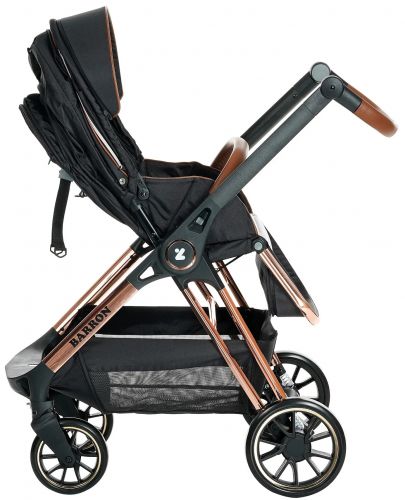 Детска количка 3 в 1 Zizito - Barron, с галванизирана алуминиева рамка, черна  - 5