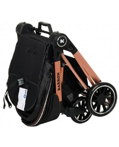 Детска количка Zizito - Barron 3 в 1, черна със златисто-розова рамка - 8