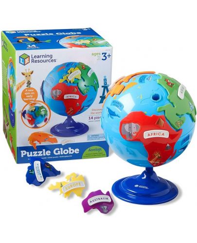 Детски пъзел Learning Resources - Глобус с континенти - 1