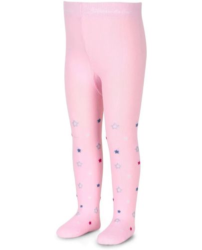 Детски памучен чорапогащник Sterntaler - Със звездички,  86 cm, 18-24 месеца, розов - 1