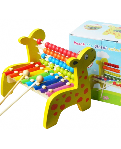 Детски дървен комплект Raya Toys - Ксилофон и сметало - 1