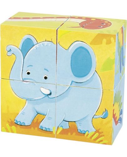 Детски дървени кубчета Goki – Диви животни - 1
