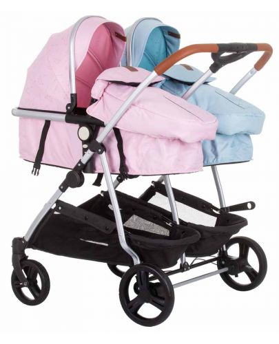 Детска количка за близнаци Chipolino - Дуо Смарт, Роза/Скай - 1