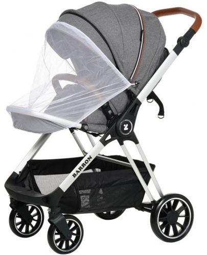Детска количка Zizito - Barron 3 в 1, тъмносива със сребриста рамка - 5
