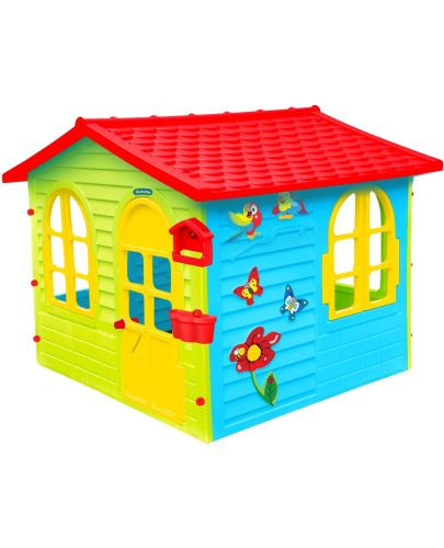 Детска къщичка Mochtoys - С дъска за рисуване, синьо зелена - 1