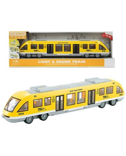Детска играчка Ocie City Service - Влак метро, 1:16, жълт - 1