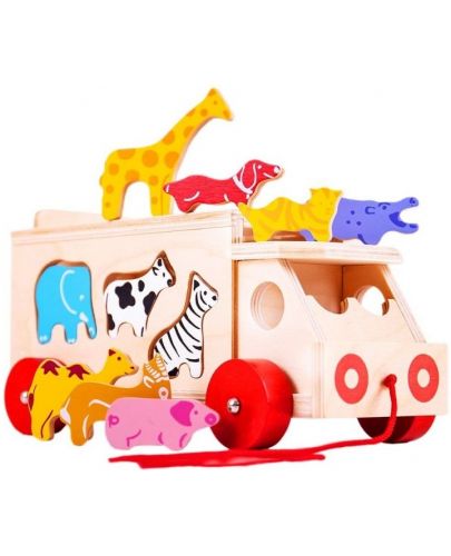 Детска играчка Bigjigs - Сортер камионче с животни - 2