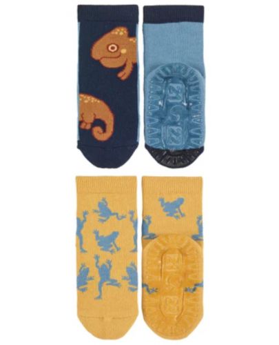 Детски чорапи със силиконова подметка Sterntaler - С хамелеон, 25/26 размер, 3-4 години, 2 чифта - 2