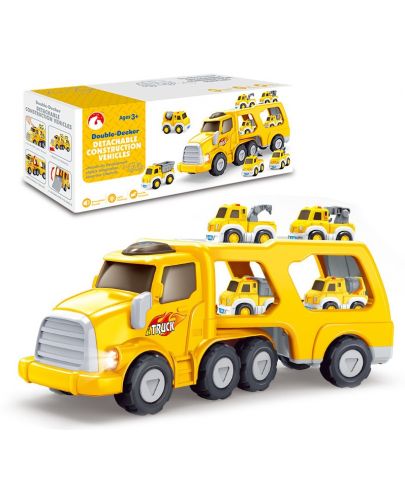 Детски игрален комплект Sonne - Камион с платформа и автомобили - 3