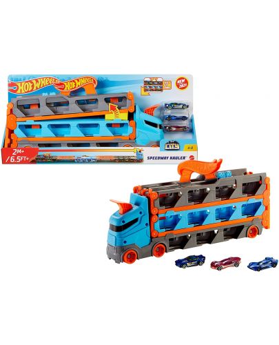 Детска играчка Mattel Hot Wheels - Автовоз, с 3 колички - 2