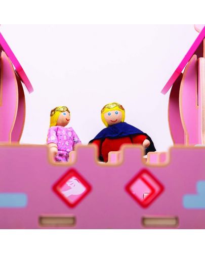 Детска дървена играчка Bigjigs - Замъкът на приказките, розов - 6