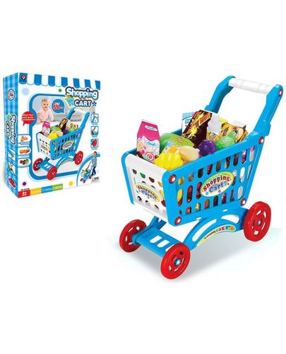 Детска количка за пазаруване Ocie - С 56 продукта, синя - 2
