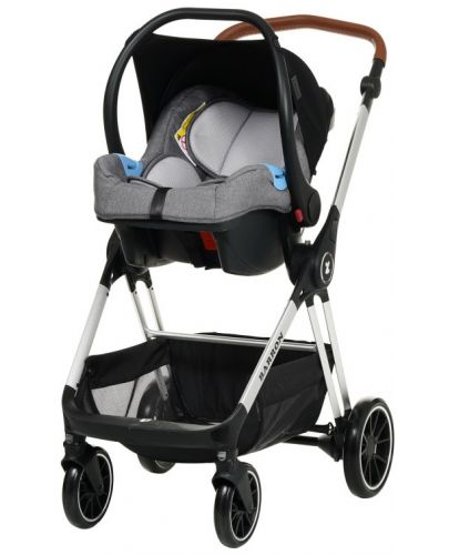 Детска количка Zizito - Barron 3 в 1, тъмносива със сребриста рамка - 10